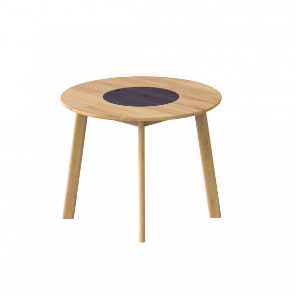 Round oak table with storage compartment 95 cm, BÓN - 1